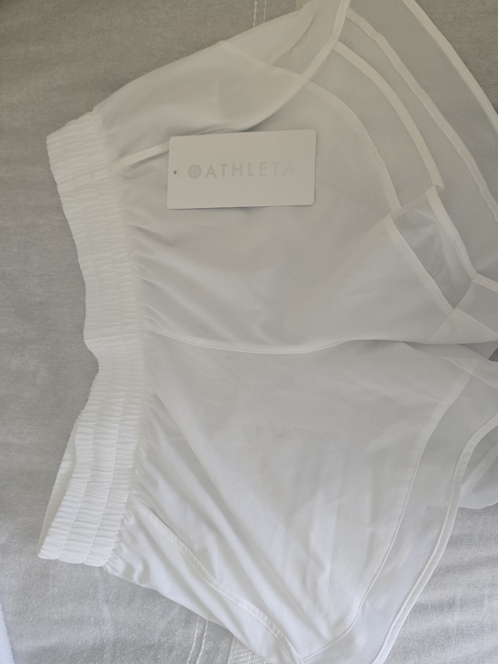⚠️⚠️⚠️ SOLD⚠️⚠️⚠️Athleta Women's Mesh Racer Run Shorts 4" In White - Picture 2 of 11
